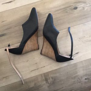 Never worn black and brown platform wedges